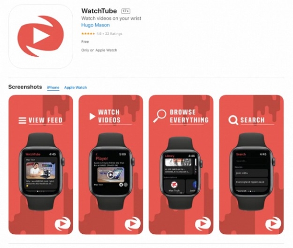 Вийшла безкоштовна програма для перегляду YouTube на Apple Watch