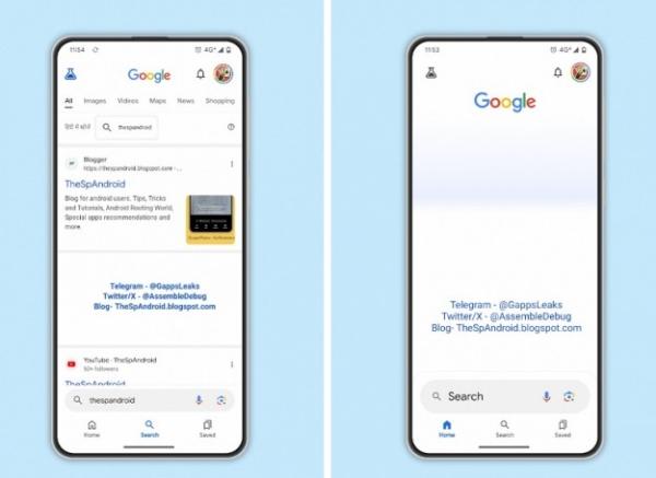 Google снова хочет переместить поисковую строку в Android к нижней части экрана